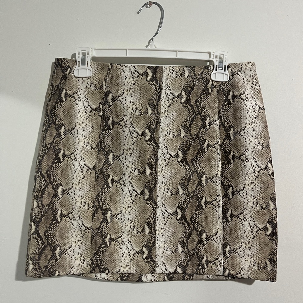 Wild Honey Beige and Brown Snake Print Mini Skirt